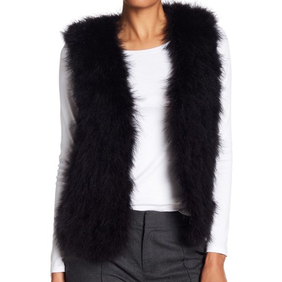 Club Monaco Jackets & Blazers - Club Monaco Marabou Feather Vest - Black